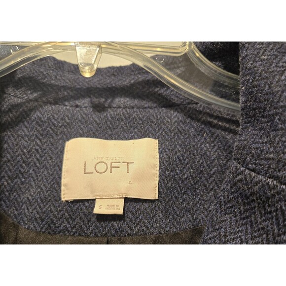 LOFT Women's Navy Blue Herringbone Blazer‎ Jacket Size S - Picture 3 of 4